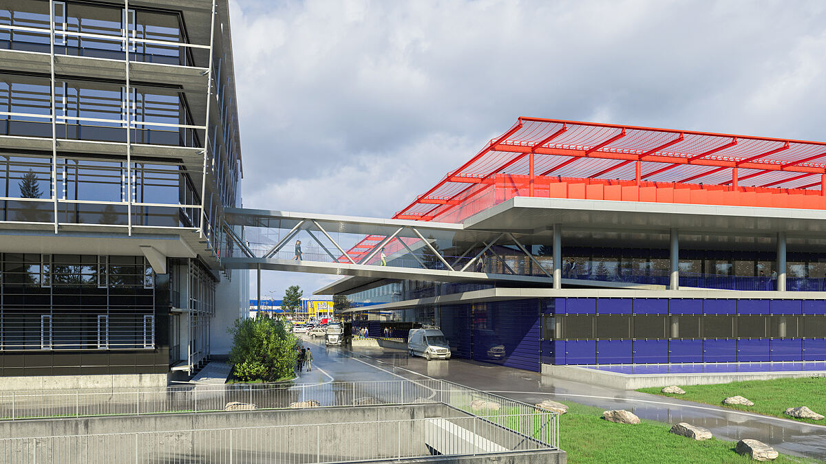 Visualisierung Brückenverbindung EUROPARK – SPAR-Hauptzentrale